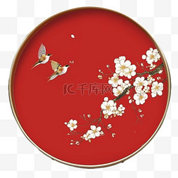 中式竹帘图片_中式古风传统工艺品红色喜庆团扇