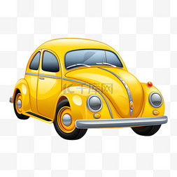 黄色汽车元素立体免抠图案