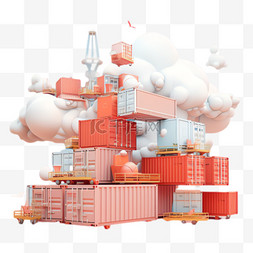 货物运输组图图片_货物运输元素立体免抠图案