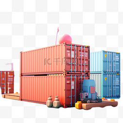 货物运输元素立体免抠图案