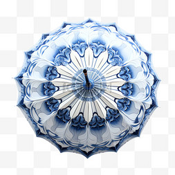 蓝色花伞元素立体免抠图案