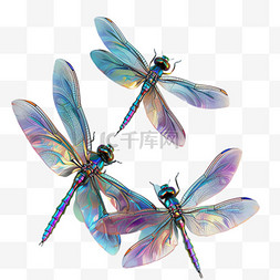 淡色风景图图片_淡色蜻蜓元素立体免抠图案