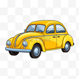 汽车写实图片_黄色汽车元素立体免抠图案