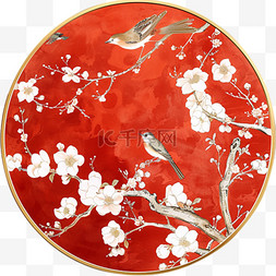 刺绣设计图片_中式古风传统工艺品红色喜庆团扇