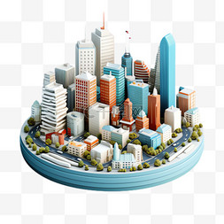 免抠城市png图片_城市模型元素立体免抠图案
