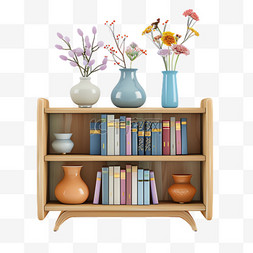 书柜盆栽元素立体免抠图案