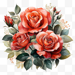 红玫瑰花束元素立体免抠图案