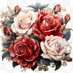 红玫瑰花束图片_红玫瑰花束元素立体免抠图案