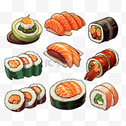 寿司食物图片_寿司食物元素立体免抠图案