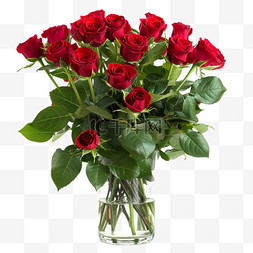 红玫瑰花瓶元素立体免抠图案