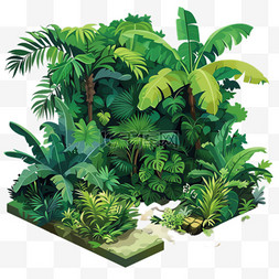 绿色丛林元素立体免抠图案