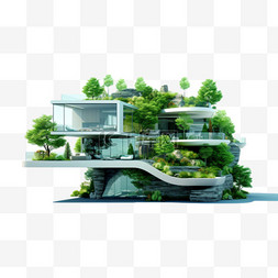 别墅生态元素立体免抠图案