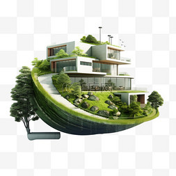 别墅生态元素立体免抠图案