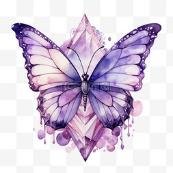 紫色蝴蝶元素立体免抠图案