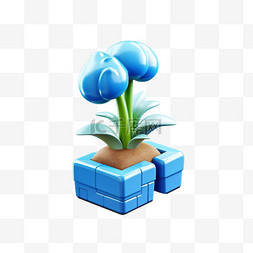 蓝色蘑菇图片_蓝色蘑菇元素立体免抠图案