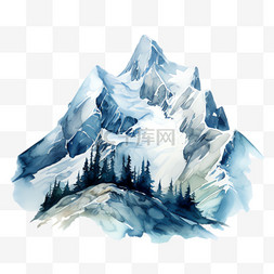 立体雪山免抠图片_雪山森林元素立体免抠图案