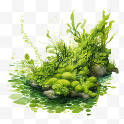 绿色水草图片_绿色水草元素立体免抠图案