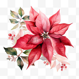 红花装饰图片_红花绿叶元素立体免抠图案