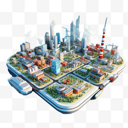城市模型元素立体免抠图案