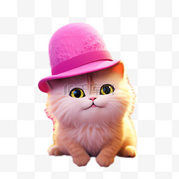 猫咪帽子元素立体免抠图案