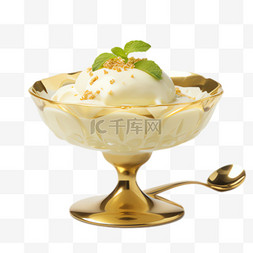 玻璃碗素材图片_冰淇淋玻璃碗元素立体免抠图案