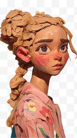 可爱女性头像图片_卡通可爱3D粘土风格女性头像png图