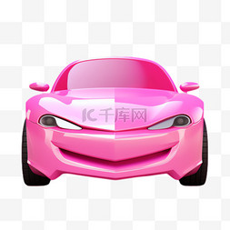 粉色汽车元素立体免抠图案