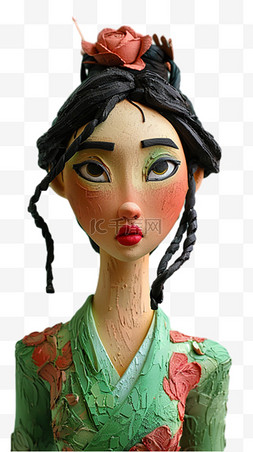 可爱卡通3D粘土风格女性头像设计