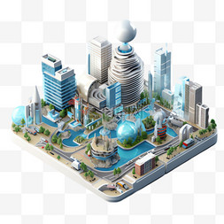 城市模型元素立体免抠图案
