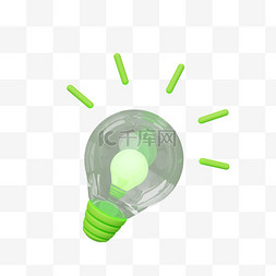 创意环保素材图片_透明荧光绿灯泡创意环保图标简约