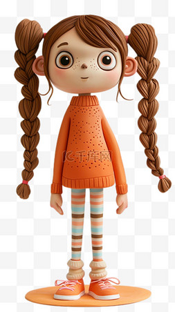 儿童节风图片_卡通可爱3D粘土风格女孩头像设计