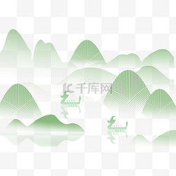 绿粽子背景图片_端午节粽子山流水龙舟设计图