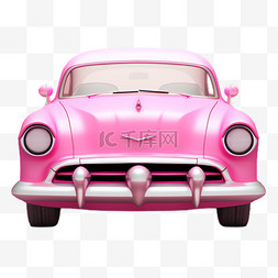 汽车粉色图片_粉色汽车元素立体免抠图案