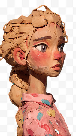 卡通可爱3D粘土风格女性头像设计