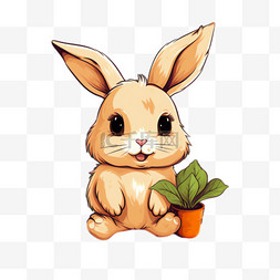 兔子胡萝卜元素立体免抠图案