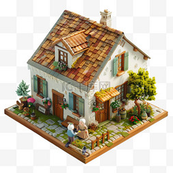 房屋模型元素立体免抠图案