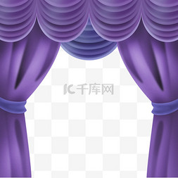 窗帘帘图片_彩色紫色窗帘幕布png图片
