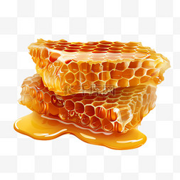 蜂蜜蜂巢元素立体免抠图案
