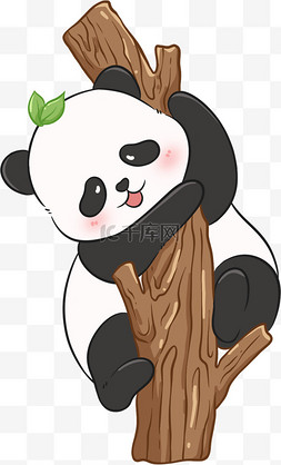 熊猫吼叫图片_爬树的熊猫免抠素材