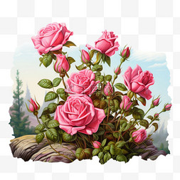 写实玫瑰花图片_粉色玫瑰花元素立体免抠图案
