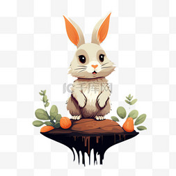 兔子胡萝卜元素立体免抠图案