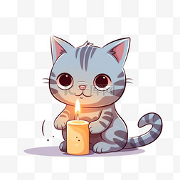 十岁蜡烛图片_猫咪蜡烛元素立体免抠图案