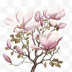花朵树枝元素立体免抠图案