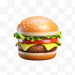 汉堡图案图片_汉堡肉饼元素立体免抠图案