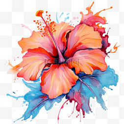 颜料花朵元素立体免抠图案