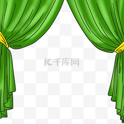 窗帘图片_绿色窗帘免抠元素