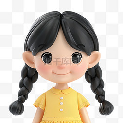 穿着裙子的小女孩图片_六一儿童节3D黏土风格卡通可爱女