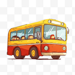 公交车插画免抠手绘元素