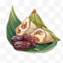 国风端午节可爱的红枣粽子PNG素材