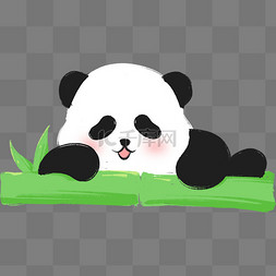 爬竹子的熊猫素材